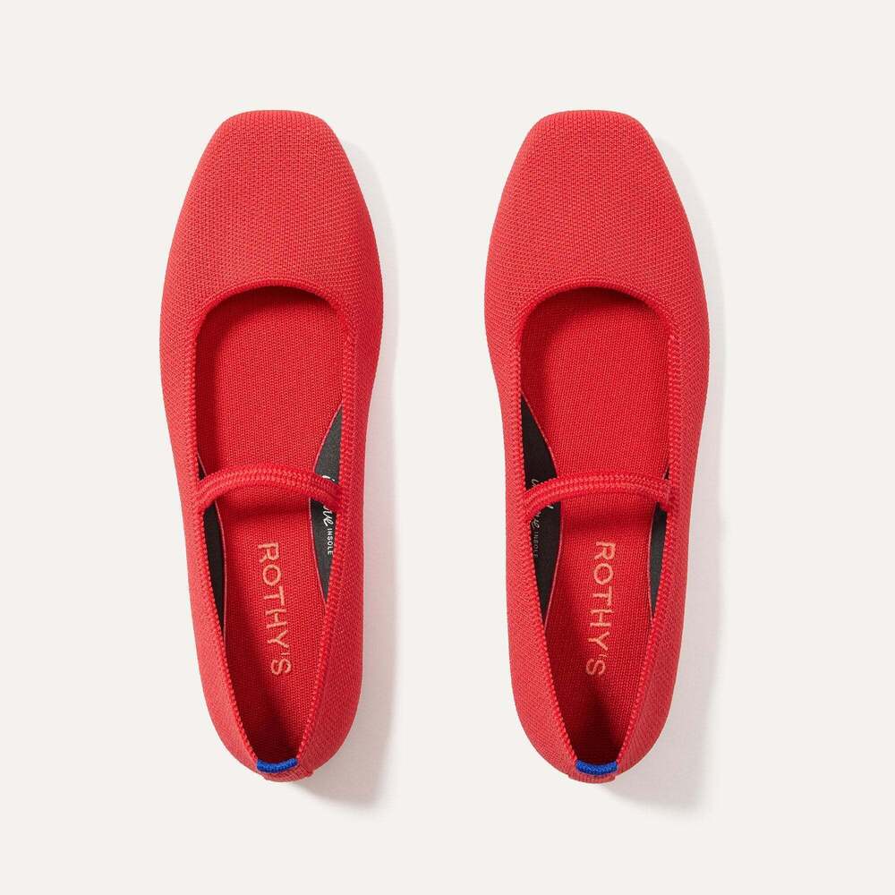 Rothy's The Max Square Mary Jane - Red Hot Size 8.5